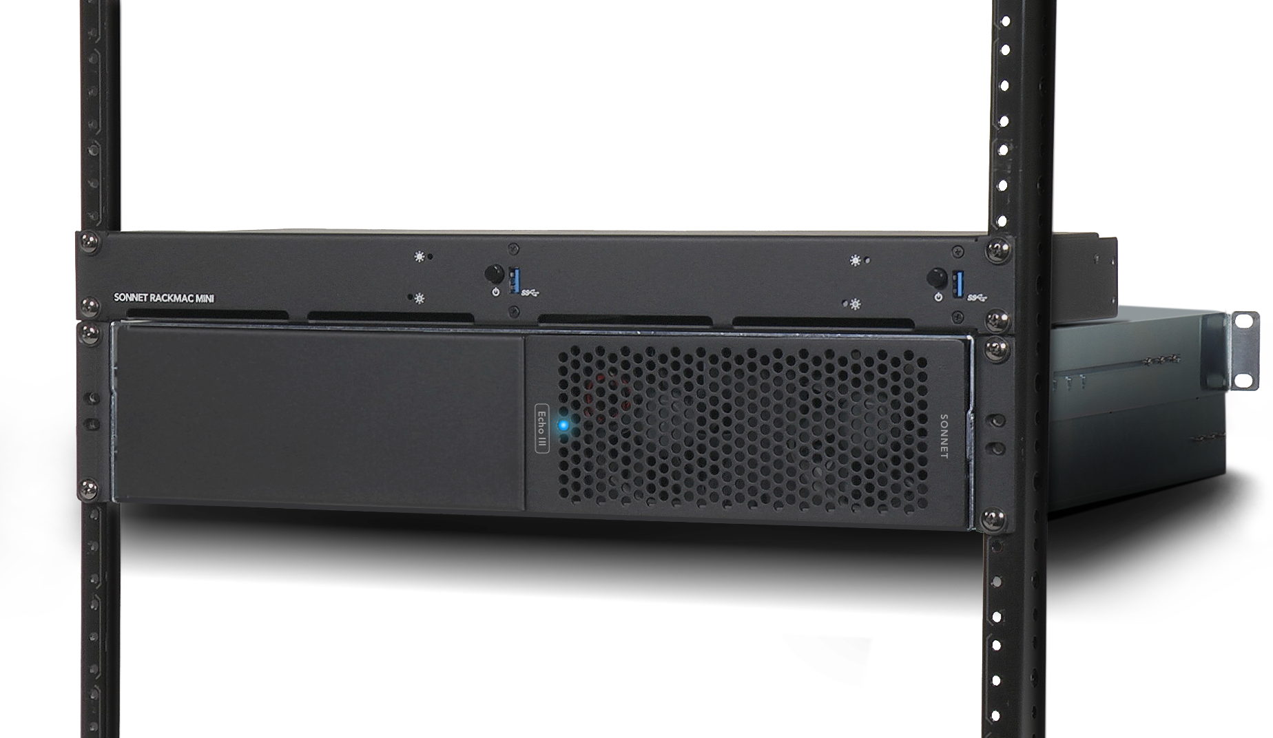 Sonnet Echo III Rackmount Installed in Rack Rails