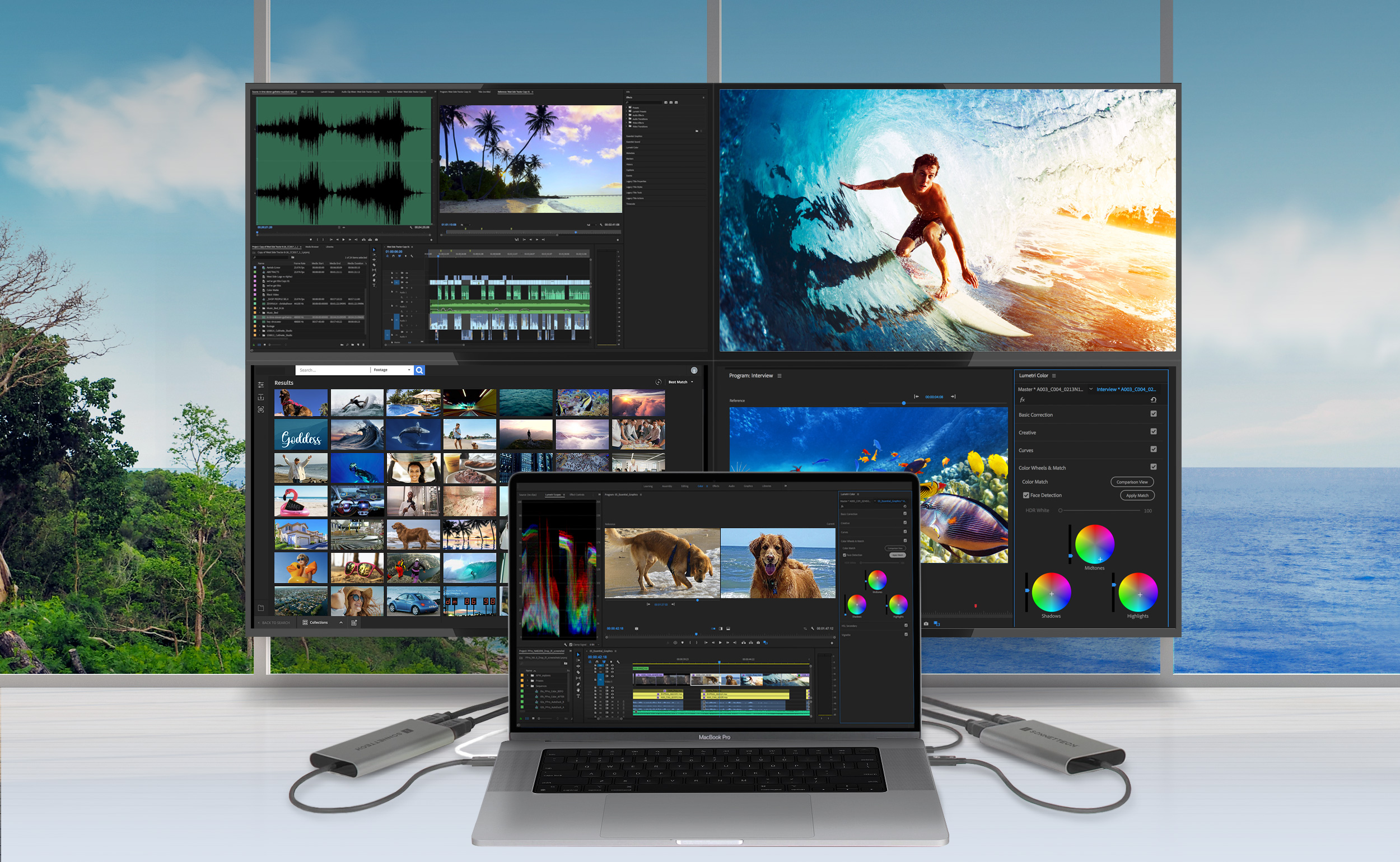 Four 4K Displays Connected to MacBook Pro